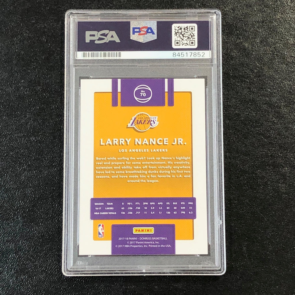 2017-18 Donruss #70 Larry Nance Jr. Signed Card AUTO 10 PSA Slabbed Lakers