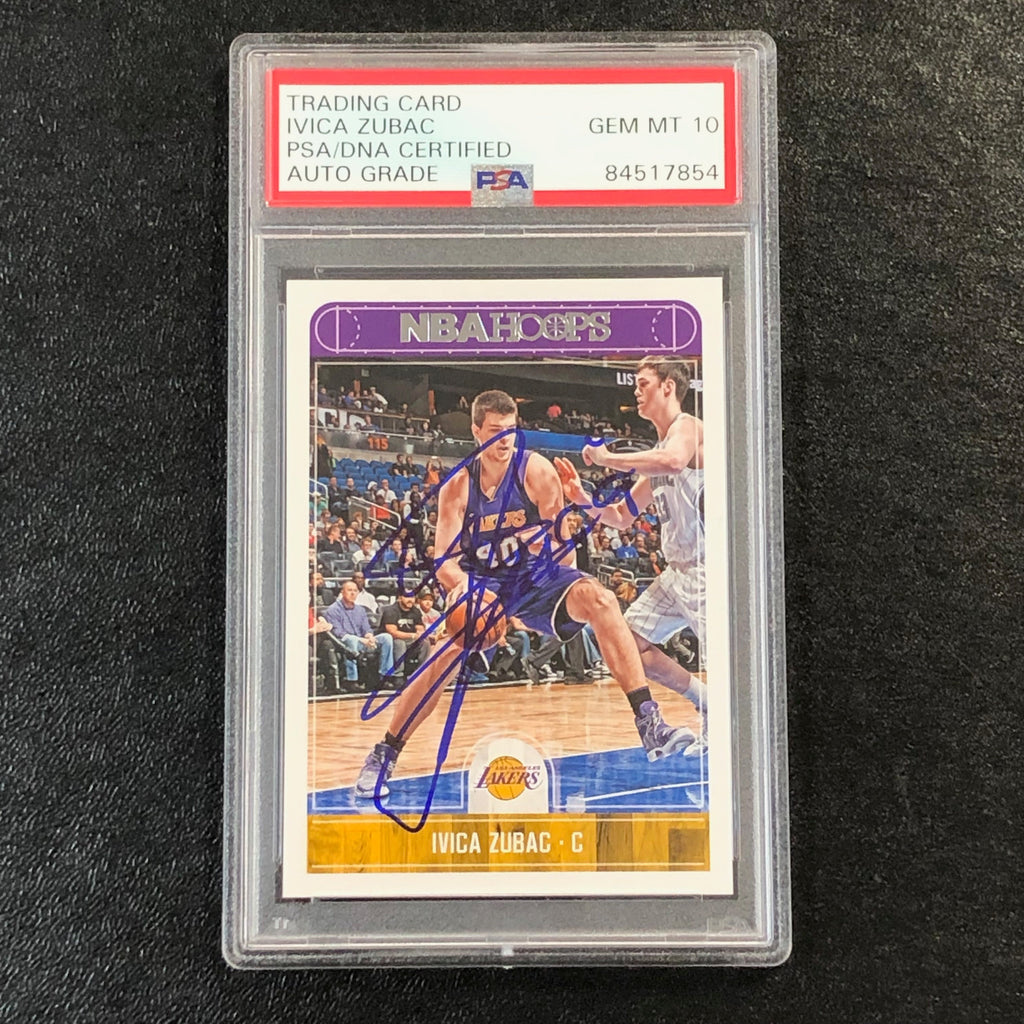 2017-18 NBA Hoops #111 Ivica Zubac Signed Card AUTO 10 PSA Slabbed Lakers