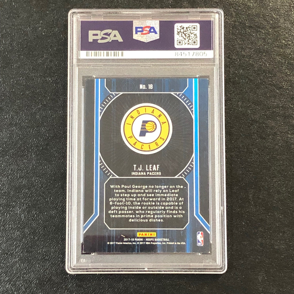 2017-18 NBA Hoops Faces of the Future #18 TJ Leaf Signed Card AUTO 10 PSA Slabbed Pacers