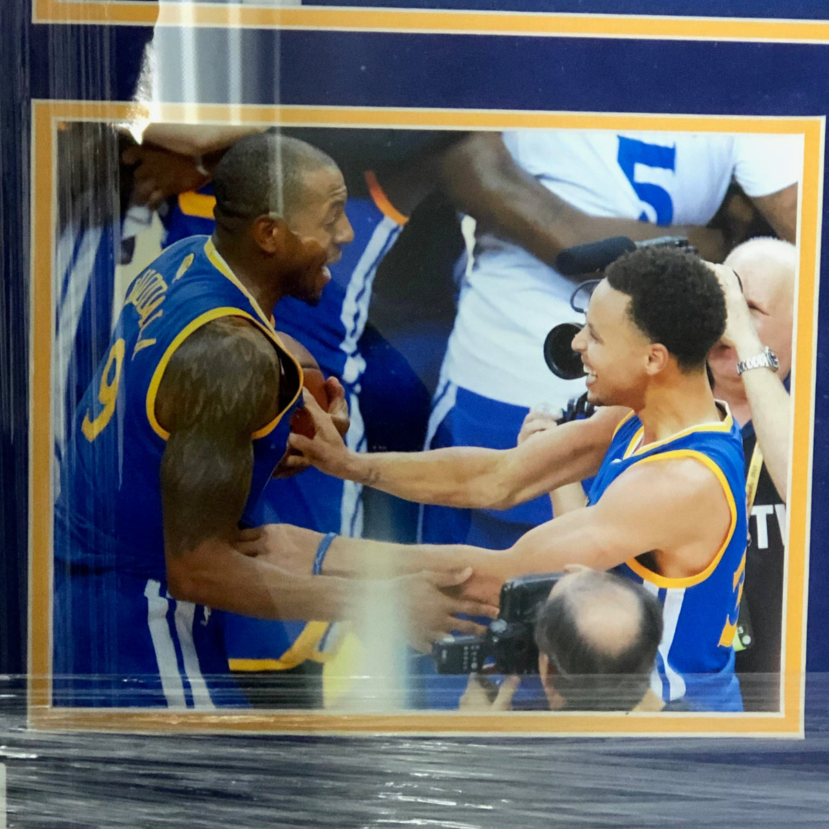 Stephen Curry and Andre Iguodala Signed Jersey PSA/DNA Warriors Custom Framed Steph