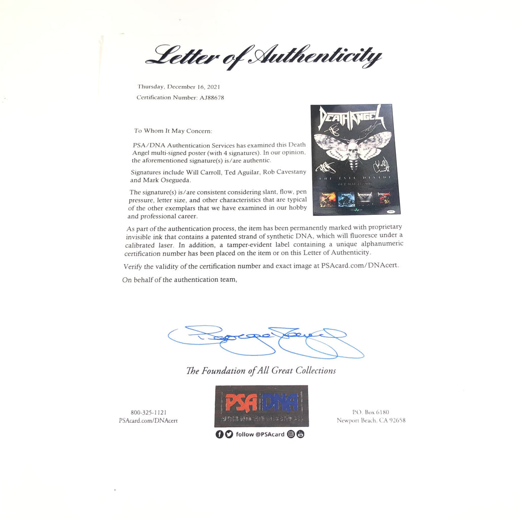 Death Angel Signed 11x17 photo PSA/DNA Musician Band Autographed LOA