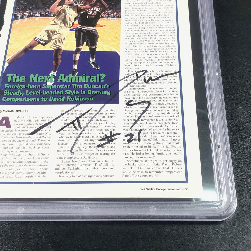 Tim Duncan signed 8x10 magazine photo PSA Encapsulated San Antonio Spurs Autographed
