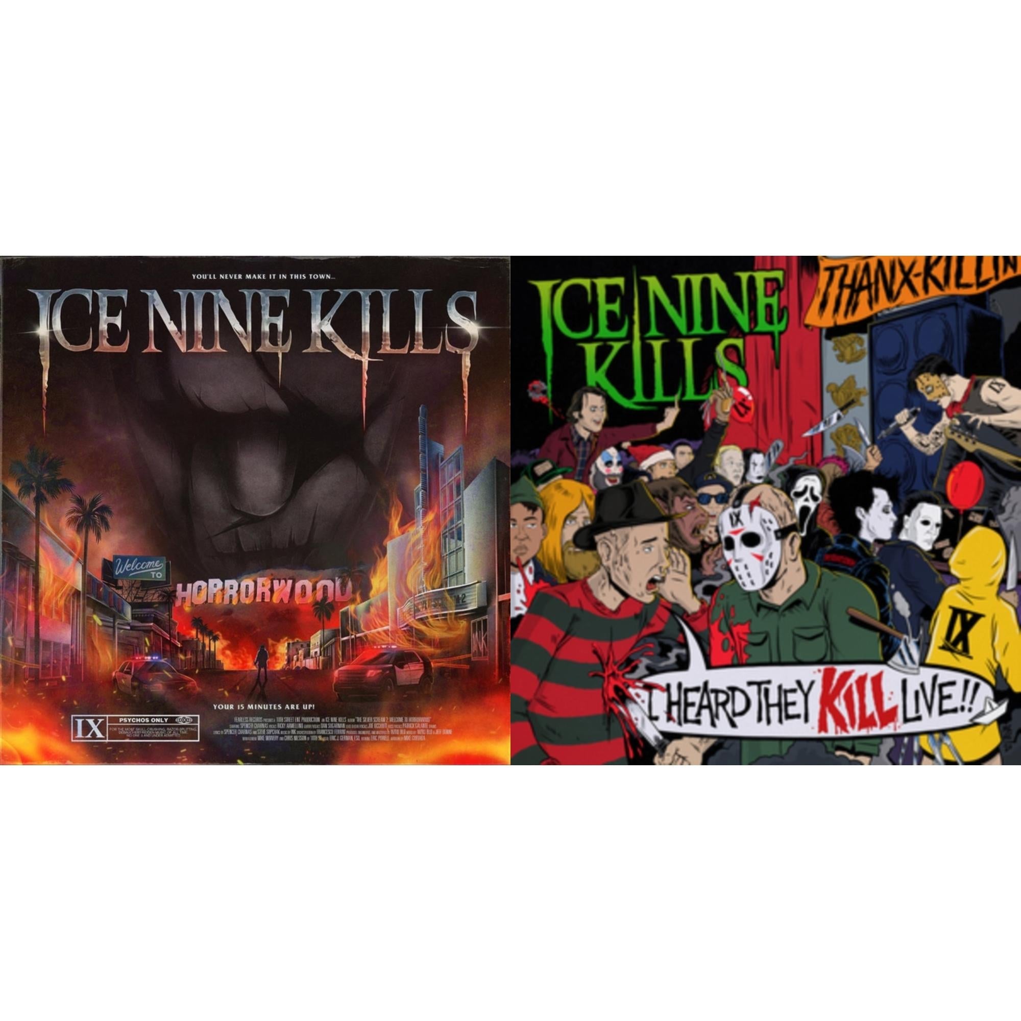 I Heard They Kill Live (2LP/Neon Green Marble Vinyl) & Welcome To Horrorwood: Under Fire (Red/White/Blue Swirl Vinyl/3LP)