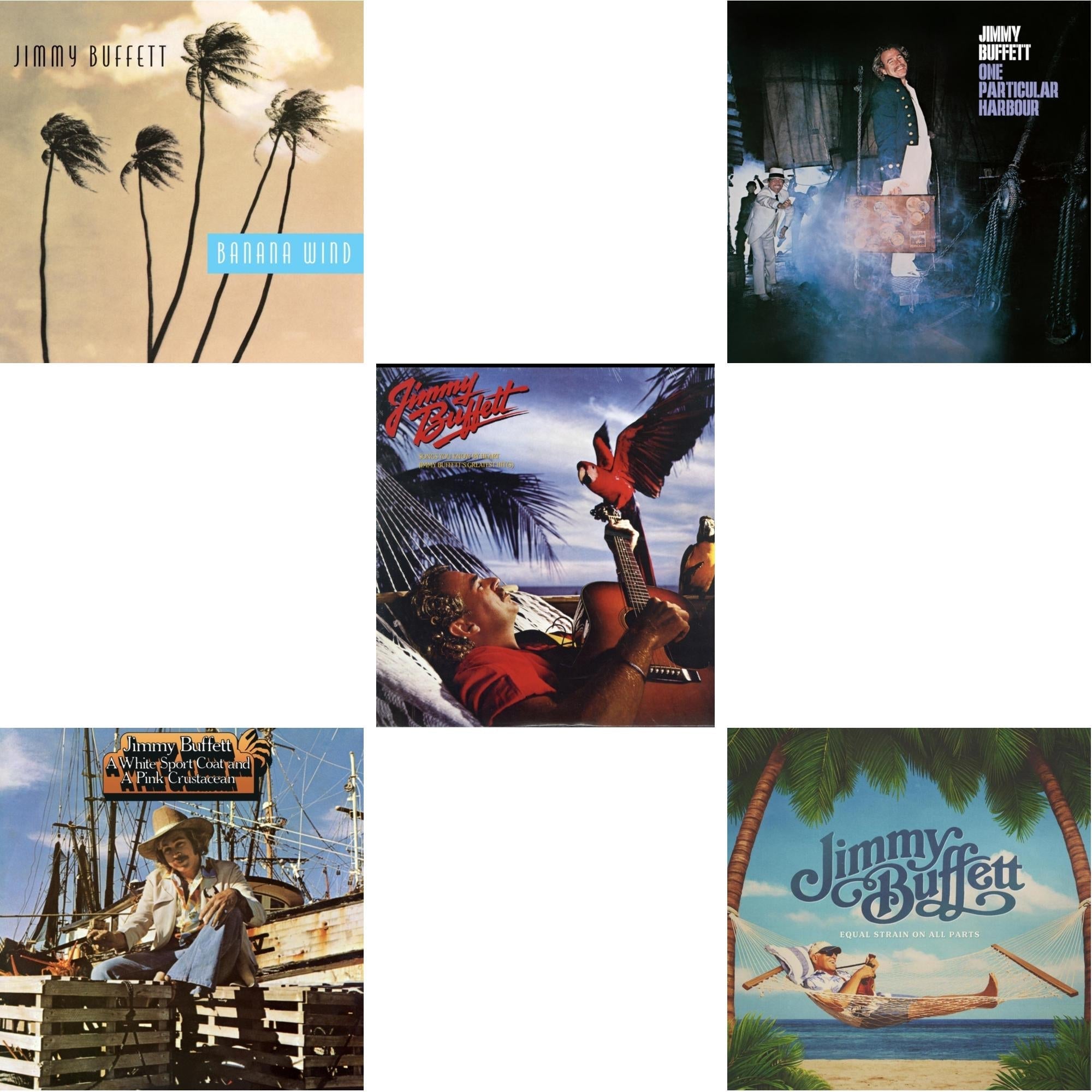 Jimmy Buffett - Equal Strain On All Parts (Electric Blue Vinyl/2LP) & One Particular Harbour & White Sport Coat & A Pink Crustacean  & Banana Wind (2LP) & Songs You Know By Heart