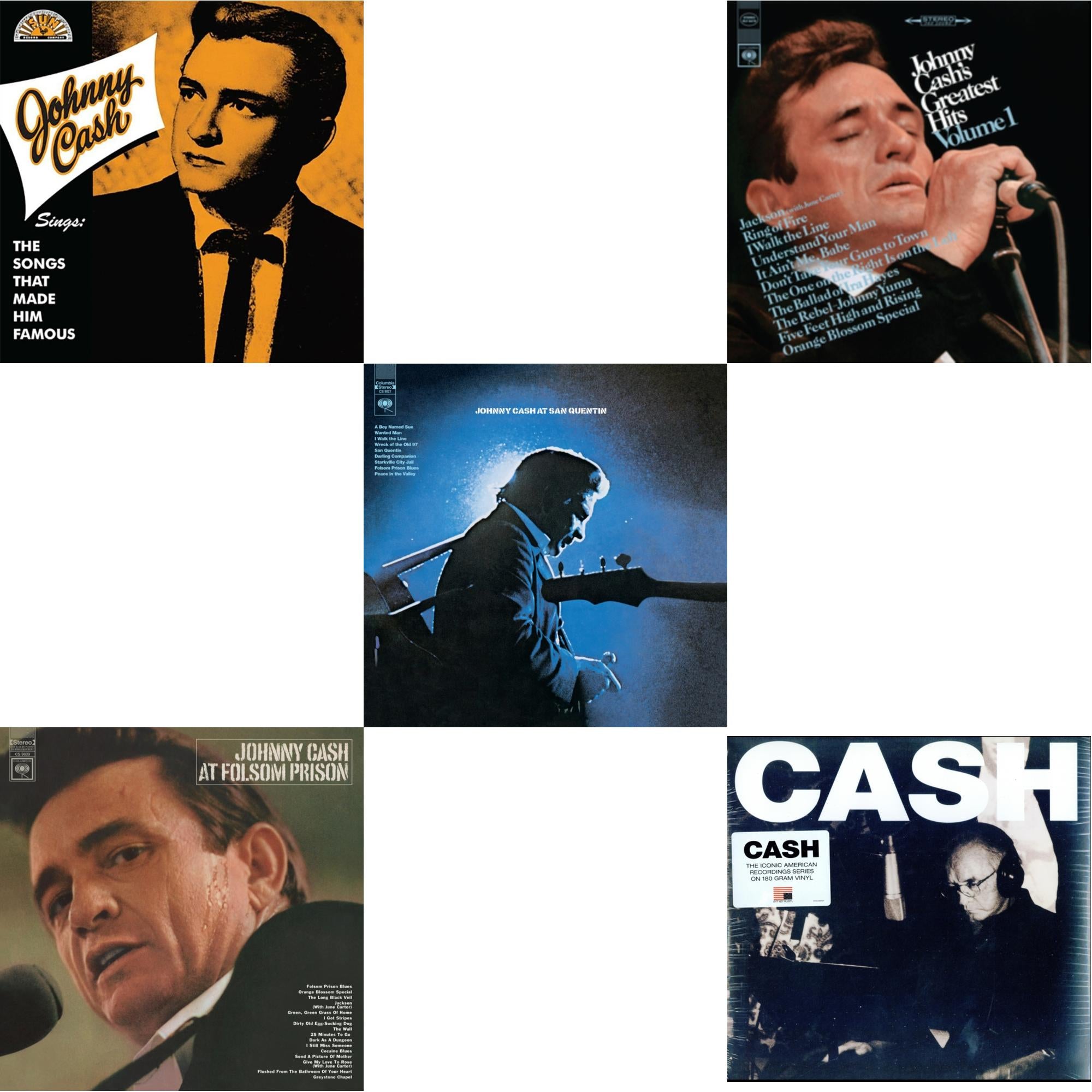 Sings The Songs That Made Him Famous (Remastered 2023) (Tangerine LP Vinyl) & At Folsom Prison & At San Quentin & Greatest Hits, Volume 1 & American V: A Hundered Ways