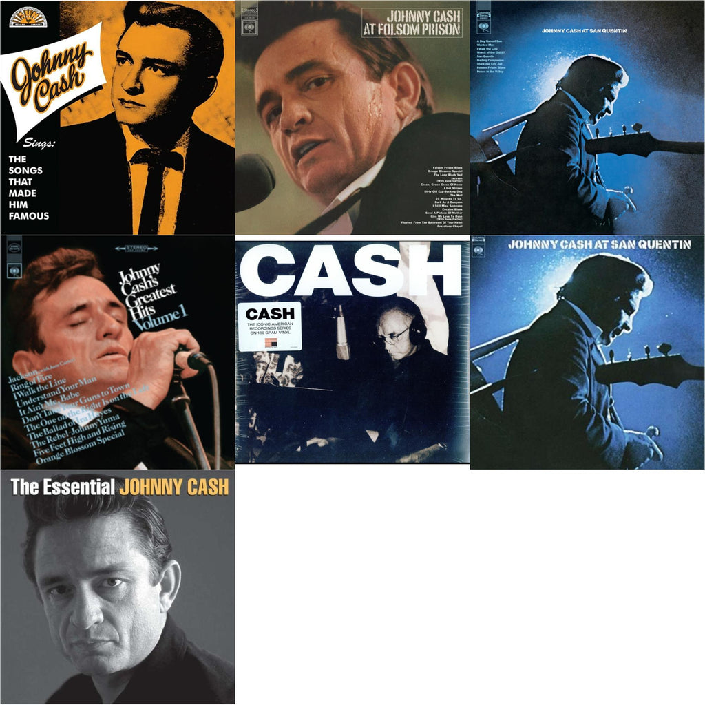 Sings The Songs That Made Him Famous (Remastered 2023) (Tangerine LP Vinyl) & At Folsom Prison & At San Quentin & Greatest Hits, Volume 1 & American V: A Hundered Ways & At San Quentin & Essential Johnny Cash