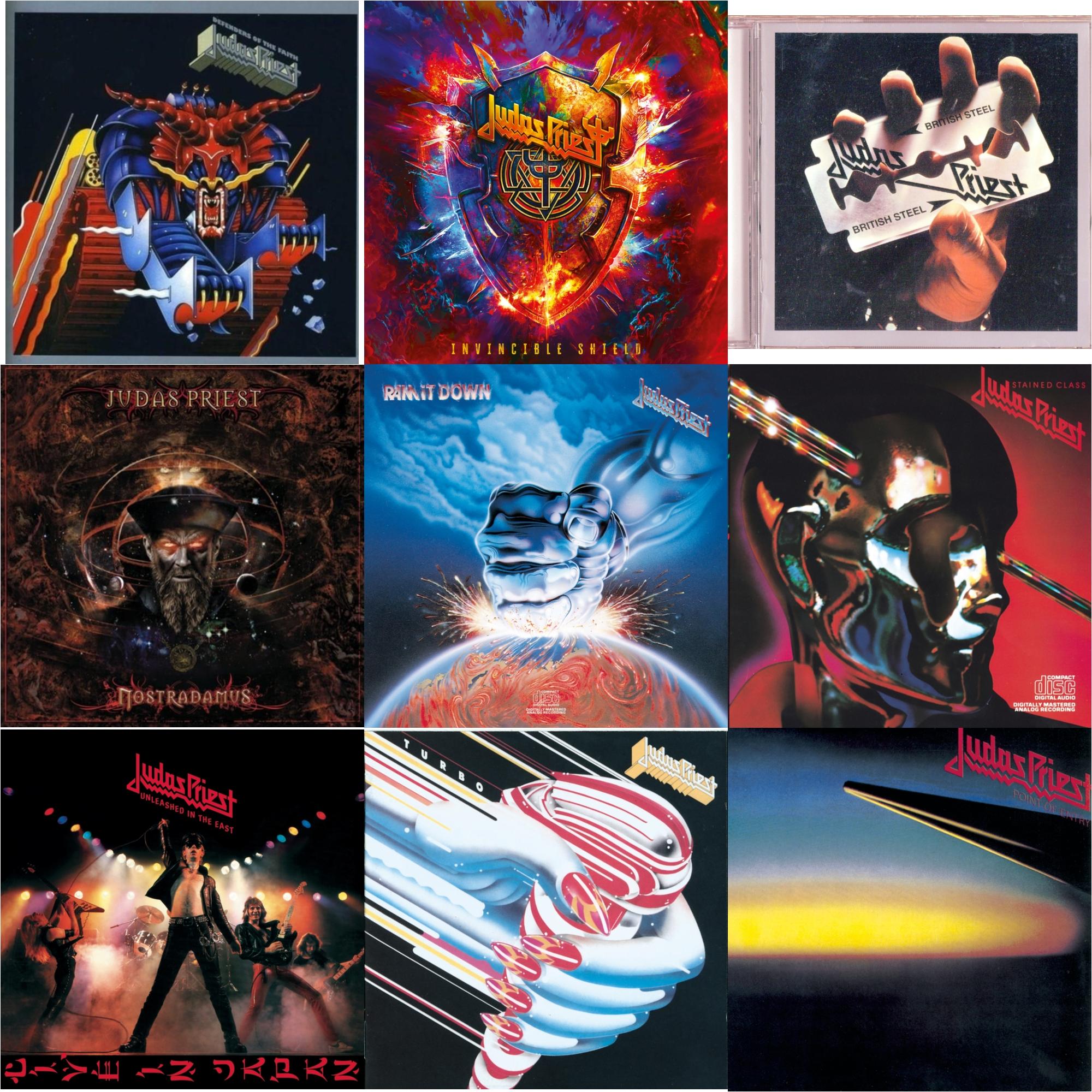 Invincible Shield & Defenders Of The Faith & British Steel & Nostradamus & Ram It Down & Stained Class & Turbo & Point Of Entry & Unleashed In The East