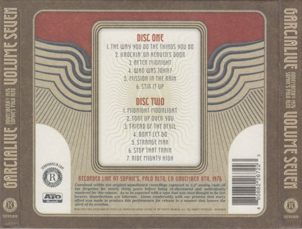 Jerry Garcia – GarciaLive Vol. 7: November 8th, 1976 Sophie's Palo Alto (2-CD) Music CD