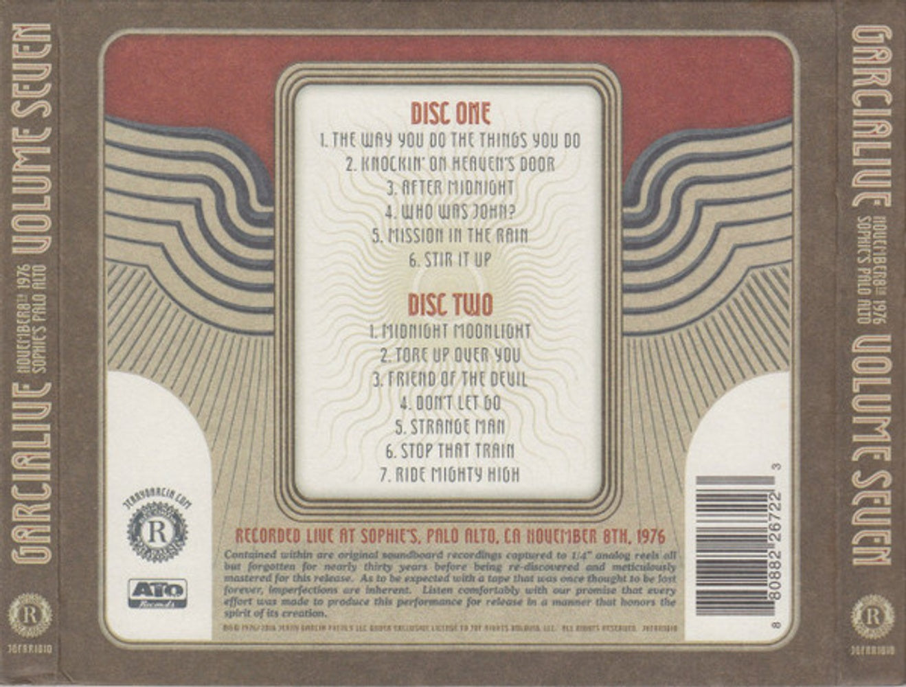 Jerry Garcia – GarciaLive Vol. 7: November 8th, 1976 Sophie's Palo Alto (2-CD) Music CD