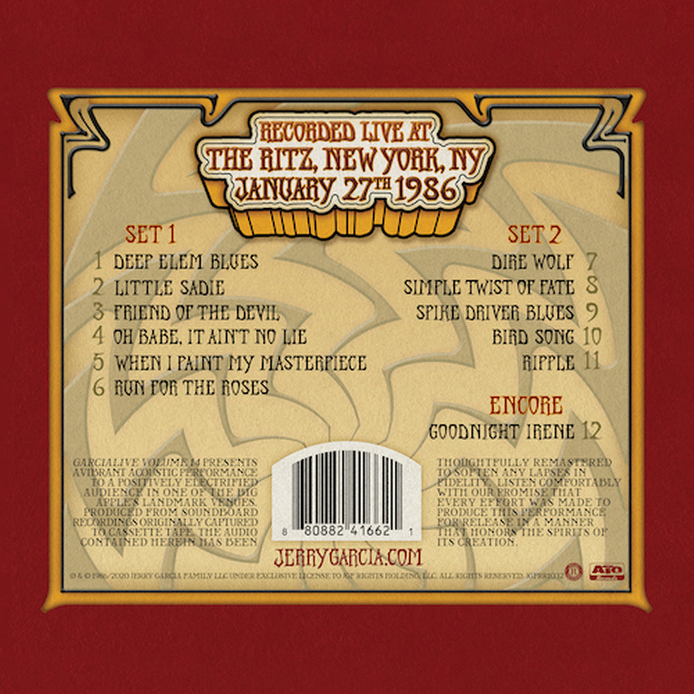 Jerry Garcia & John Kahn – GarciaLive Vol. 14: January 27th, 1986 The Ritz Music CD