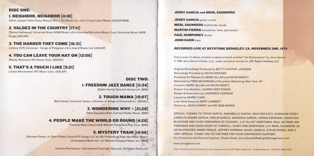 Jerry Garcia & Merl Saunders – GarciaLive Vol. 18: November 2nd, 1974 - Keystone Berkeley (2-CD) Music CD