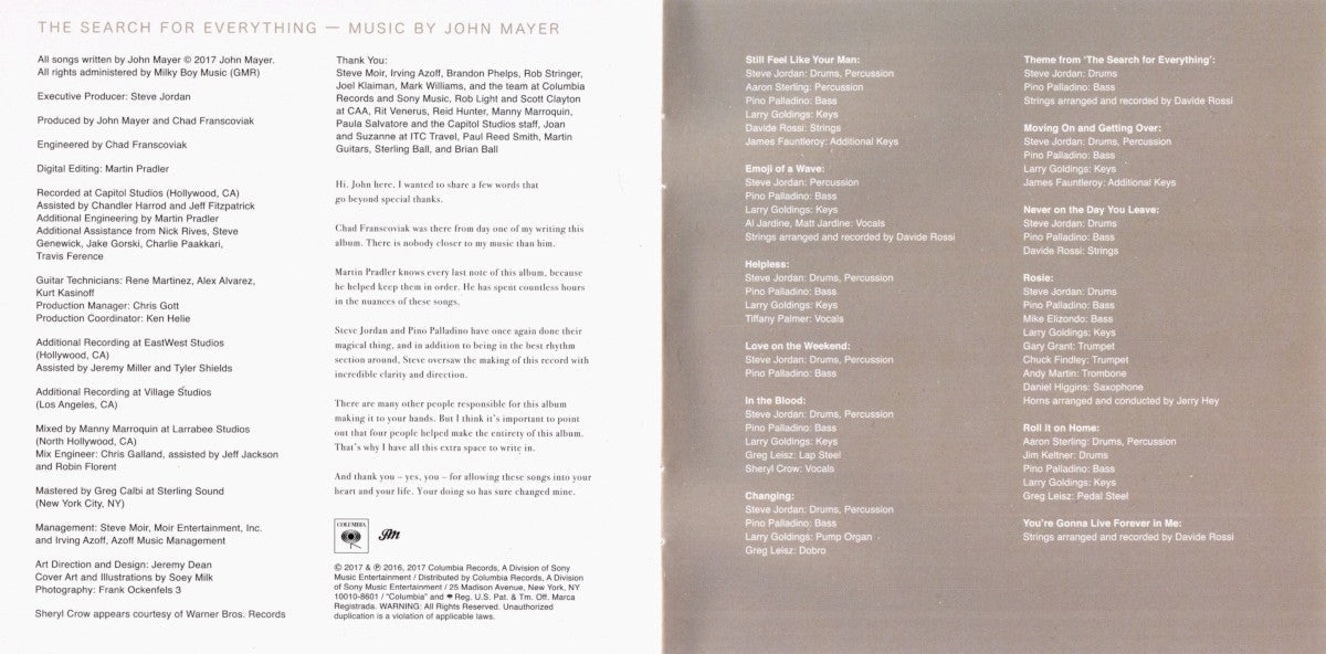 John Mayer – The Search For Everything Music CD