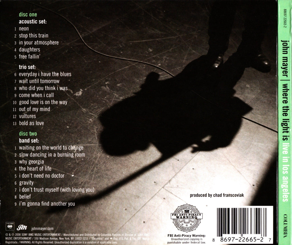 John Mayer – Where the Light Is: Live in Los Angeles (2-CD) Music CD