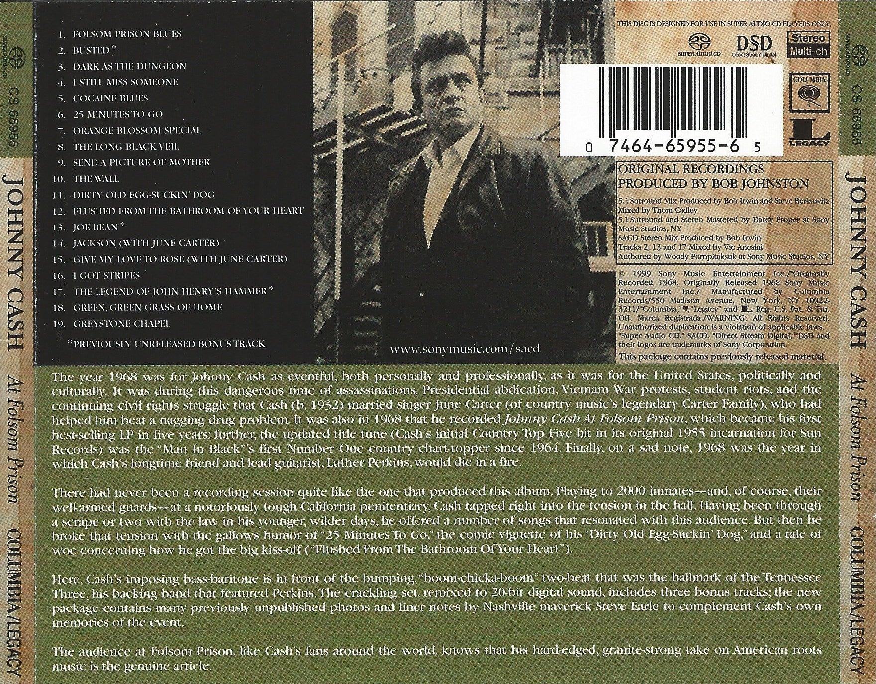 Johnny Cash – At Folsom Prison (LP Vinyl) Vinyl Record