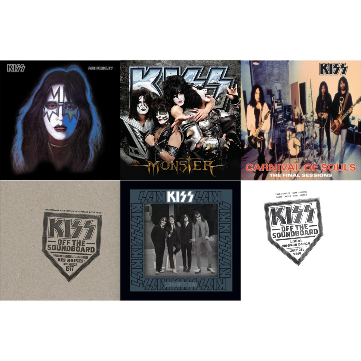 Kiss Off The Soundboard: Live In Virginia Beach (3LP) & Kiss Off The Soundboard: Live In Des Moines (2LP) & Monster & Dressed To Kill & Carnival Of Souls & Ace Frehley