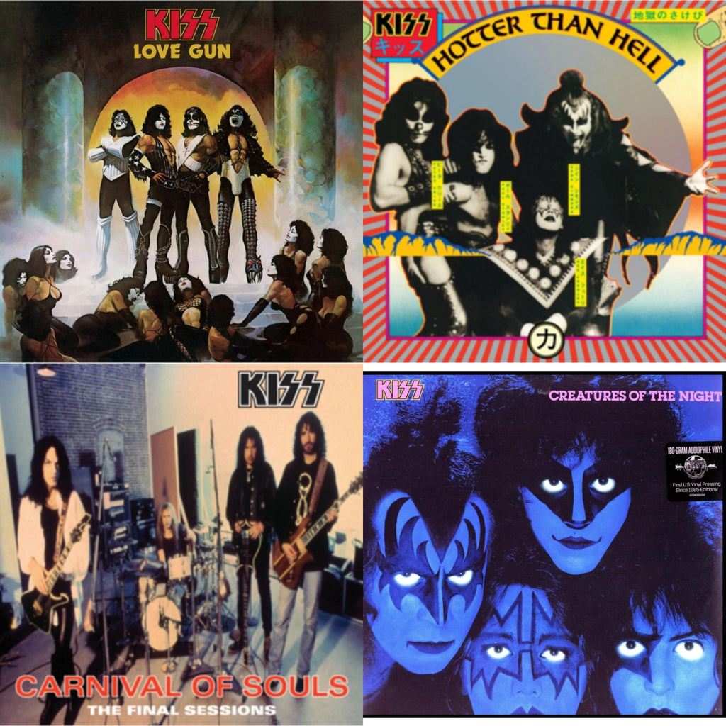 Love Gun (Tangerine/Aqua Splatter LP Vinyl) & Hotter Than Hell & Carnival Of Souls & Creatures Of Night