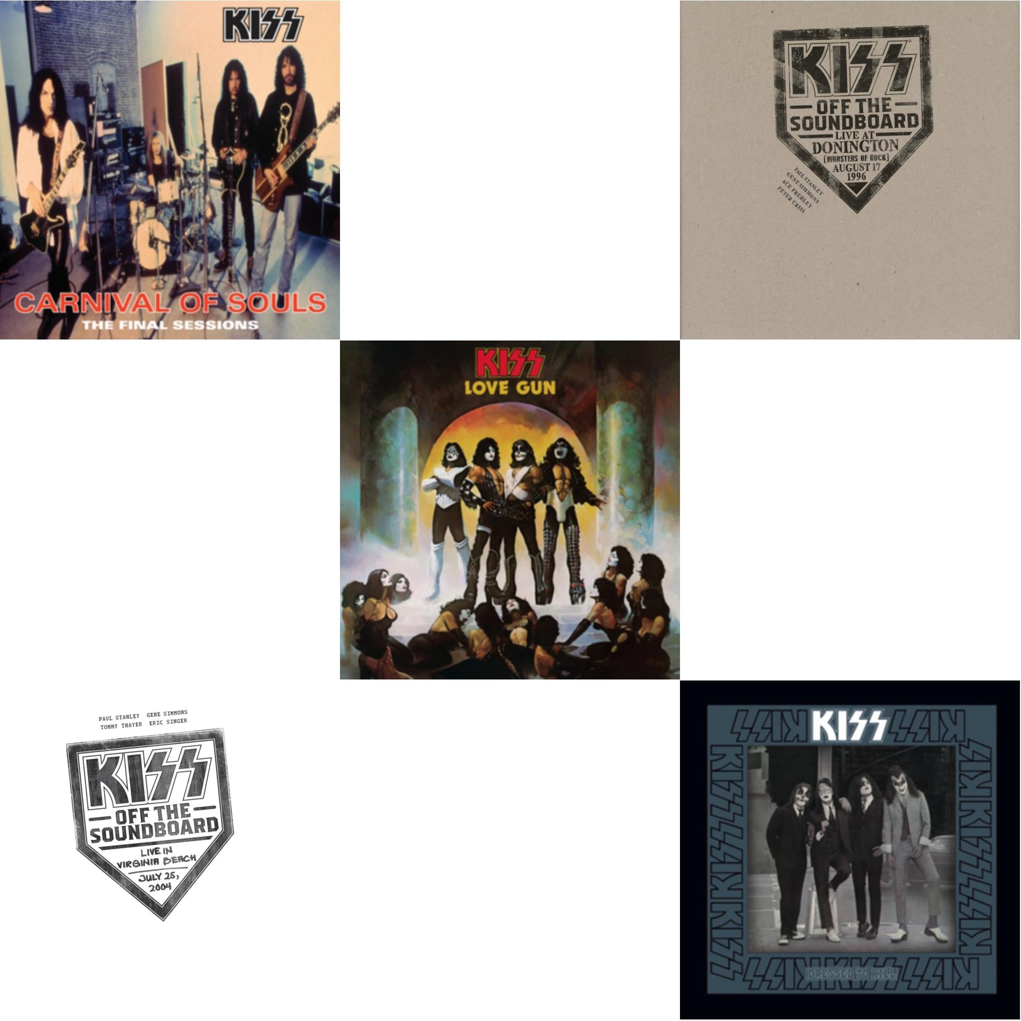 Kiss Off The Soundboard: Live In Virginia Beach (3LP) & Kiss Off The Soundboard: Donington 1996 (Live) (3LP) & Dressed To Kill & Carnival Of Souls & Love Gun