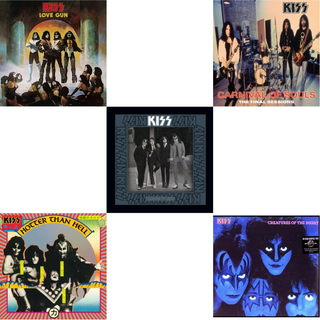 Love Gun (Tangerine/Aqua Splatter LP Vinyl) & Hotter Than Hell & Dressed To Kill & Carnival Of Souls & Creatures Of Night