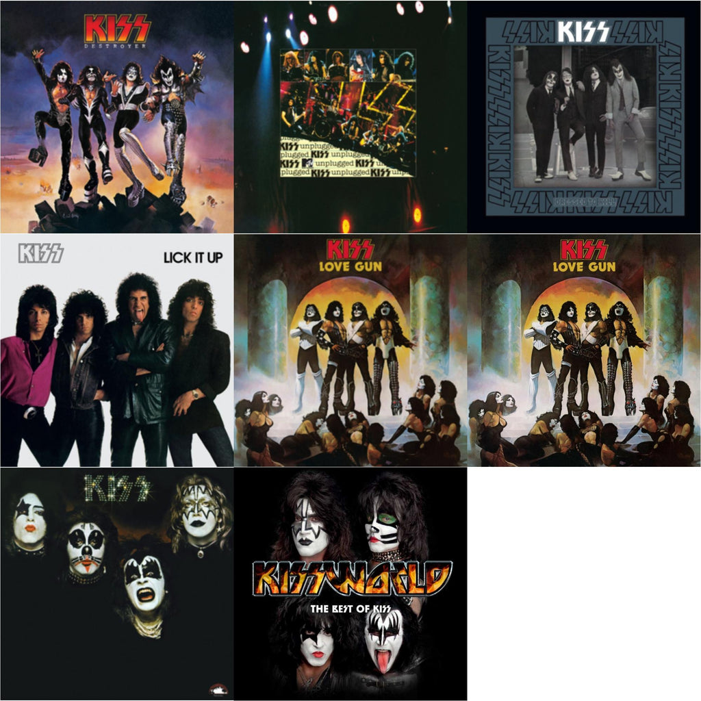 Love Gun (Tangerine/Aqua Splatter LP Vinyl) & Kiss & Destroyer & Lick It Up & Dressed To Kill & Love Gun & Mtv Unplugged & Kissworld - The Best Of Kiss (2 LP)