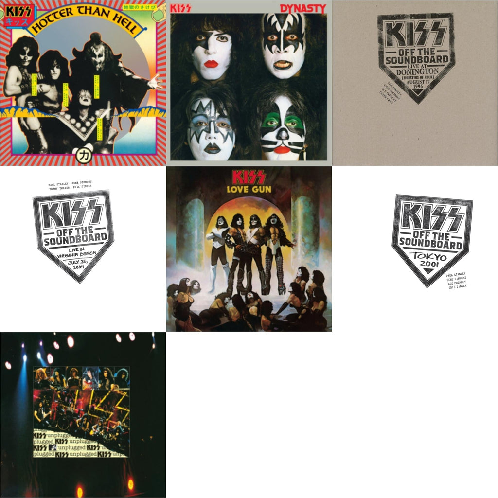 Kiss Off The Soundboard: Tokyo 2001 (3LP) & Kiss Off The Soundboard: Live In Virginia Beach (3LP) & Kiss Off The Soundboard: Donington 1996 (Live) (3LP) & Dynasty & Hotter Than Hell & Love Gun & Mtv Unplugged