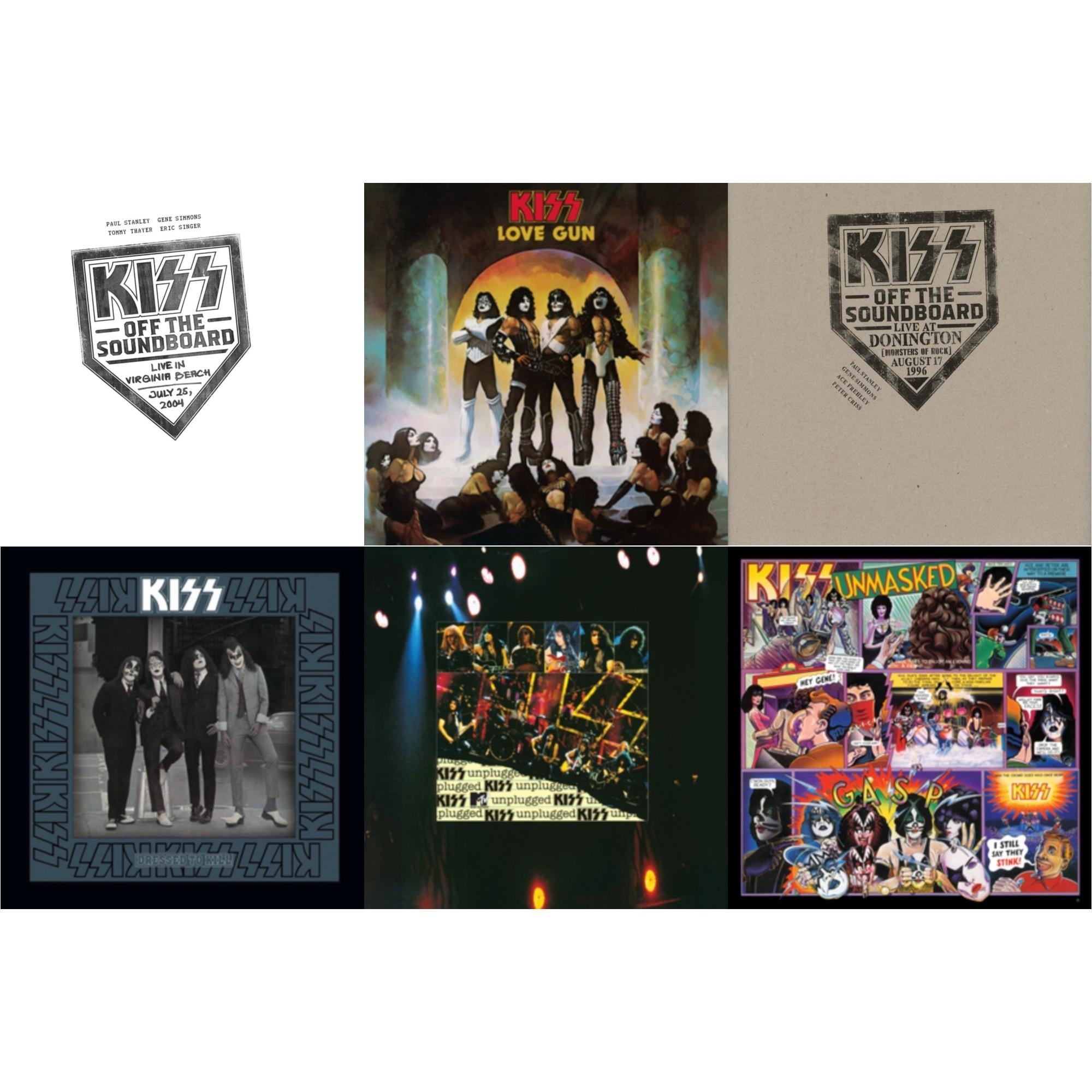 Kiss Off The Soundboard: Live In Virginia Beach (3LP) & Kiss Off The Soundboard: Donington 1996 (Live) (3LP) & Unmasked & Dressed To Kill & Love Gun & Mtv Unplugged