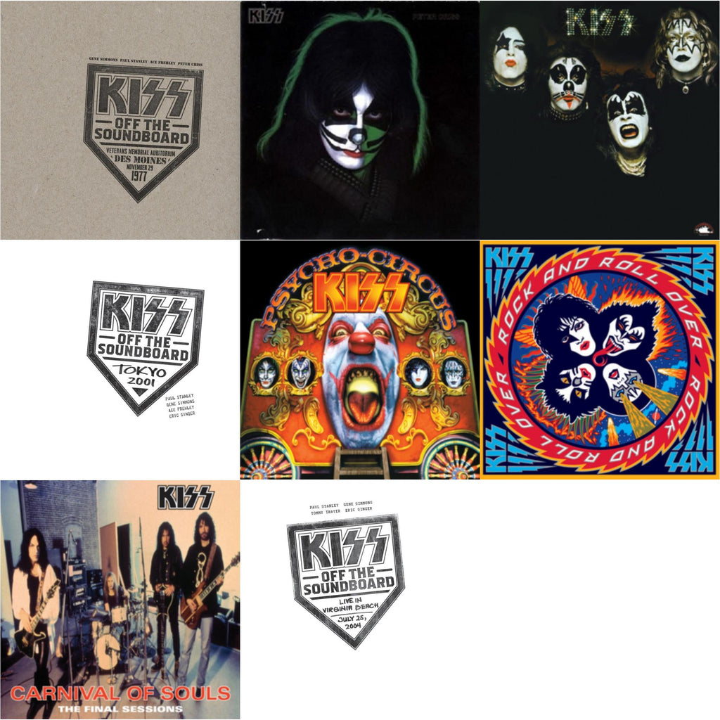 Kiss Off The Soundboard: Tokyo 2001 (3LP) & Kiss Off The Soundboard: Live In Virginia Beach (3LP) & Kiss Off The Soundboard: Live In Des Moines (2LP) & Kiss & Psycho Circus & Carnival Of Souls & Rock & Roll Over & Peter Criss