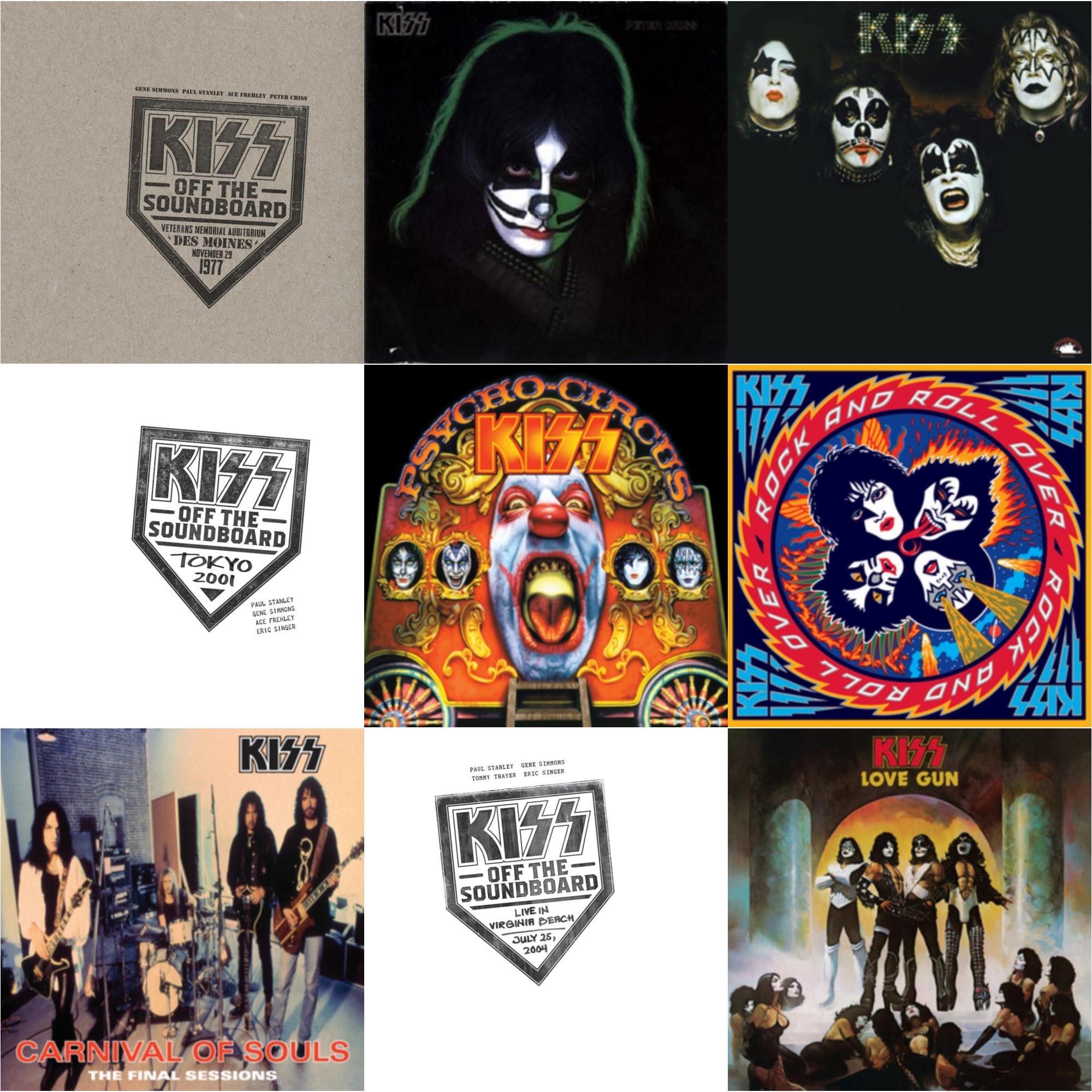 Kiss Off The Soundboard: Tokyo 2001 (3LP) & Kiss Off The Soundboard: Live In Virginia Beach (3LP) & Kiss Off The Soundboard: Live In Des Moines (2LP) & Kiss & Psycho Circus & Carnival Of Souls & Love Gun & Rock & Roll Over & Peter Criss