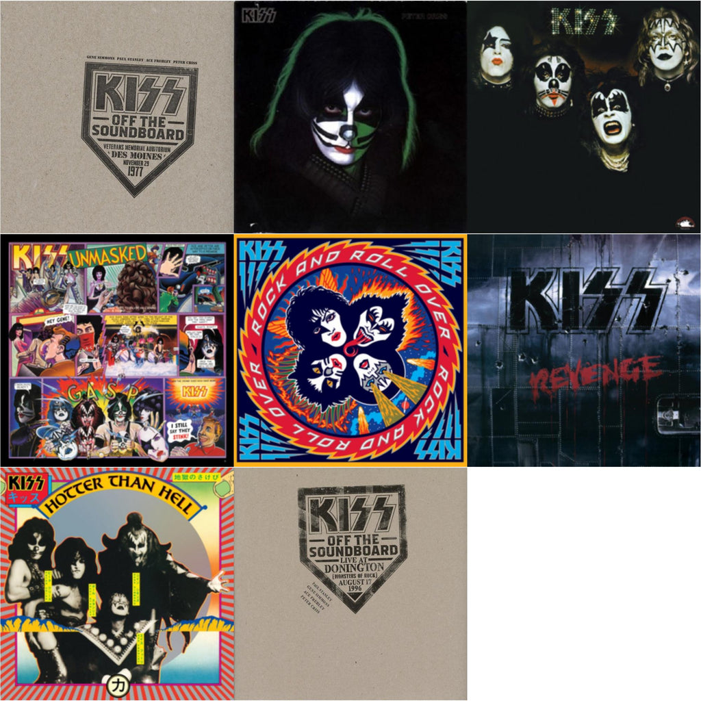 Kiss Off The Soundboard: Donington 1996 (Live) (3LP) & Kiss Off The Soundboard: Live In Des Moines (2LP) & Kiss & Revenge & Hotter Than Hell & Unmasked & Rock & Roll Over & Peter Criss