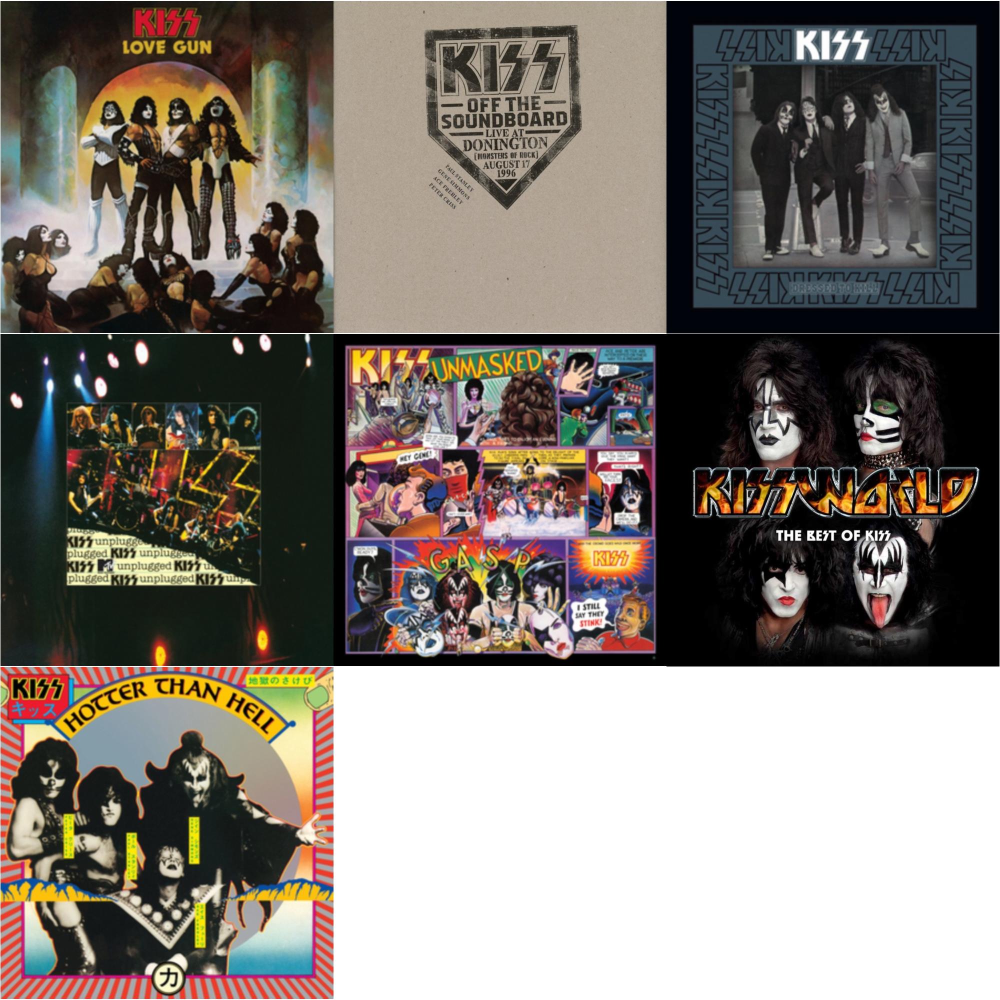 Kiss Off The Soundboard: Donington 1996 (Live) (3LP) & Hotter Than Hell & Unmasked & Dressed To Kill & Love Gun & Mtv Unplugged & Kissworld - The Best Of Kiss (2 LP)