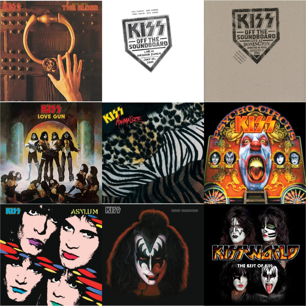 Kiss - Music From The Elder (Half-Speed Master/Clear LP Vinyl/180G) & Kiss Off The Soundboard: Live In Virginia Beach (3LP) & Kiss Off The Soundboard: Donington 1996 (Live) (3LP) & Love Gun (Tangerine/Aqua Splatter LP Vinyl) & Animalize & Psycho