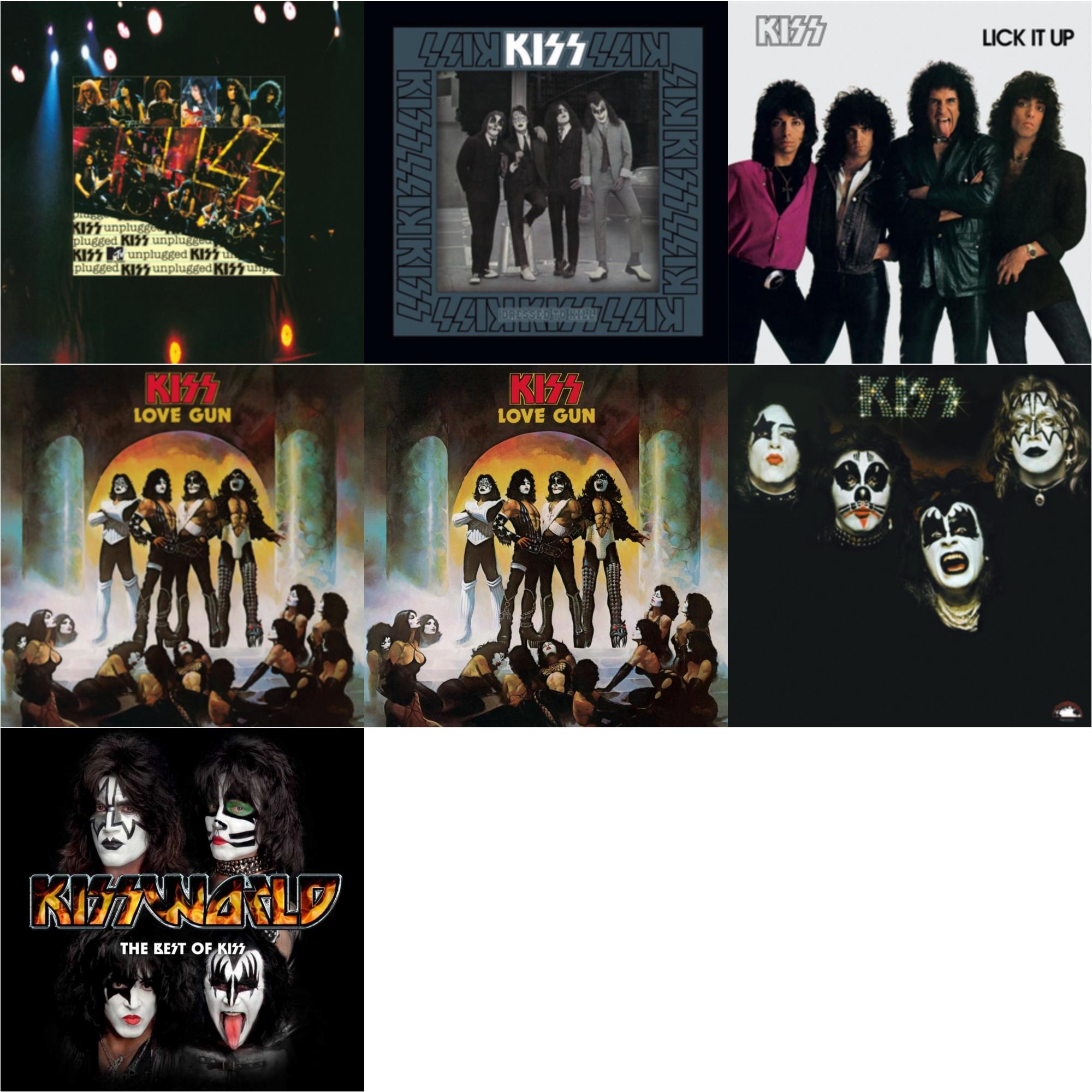 Love Gun (Tangerine/Aqua Splatter LP Vinyl) & Kiss & Lick It Up & Dressed To Kill & Love Gun & Mtv Unplugged & Kissworld - The Best Of Kiss (2 LP)
