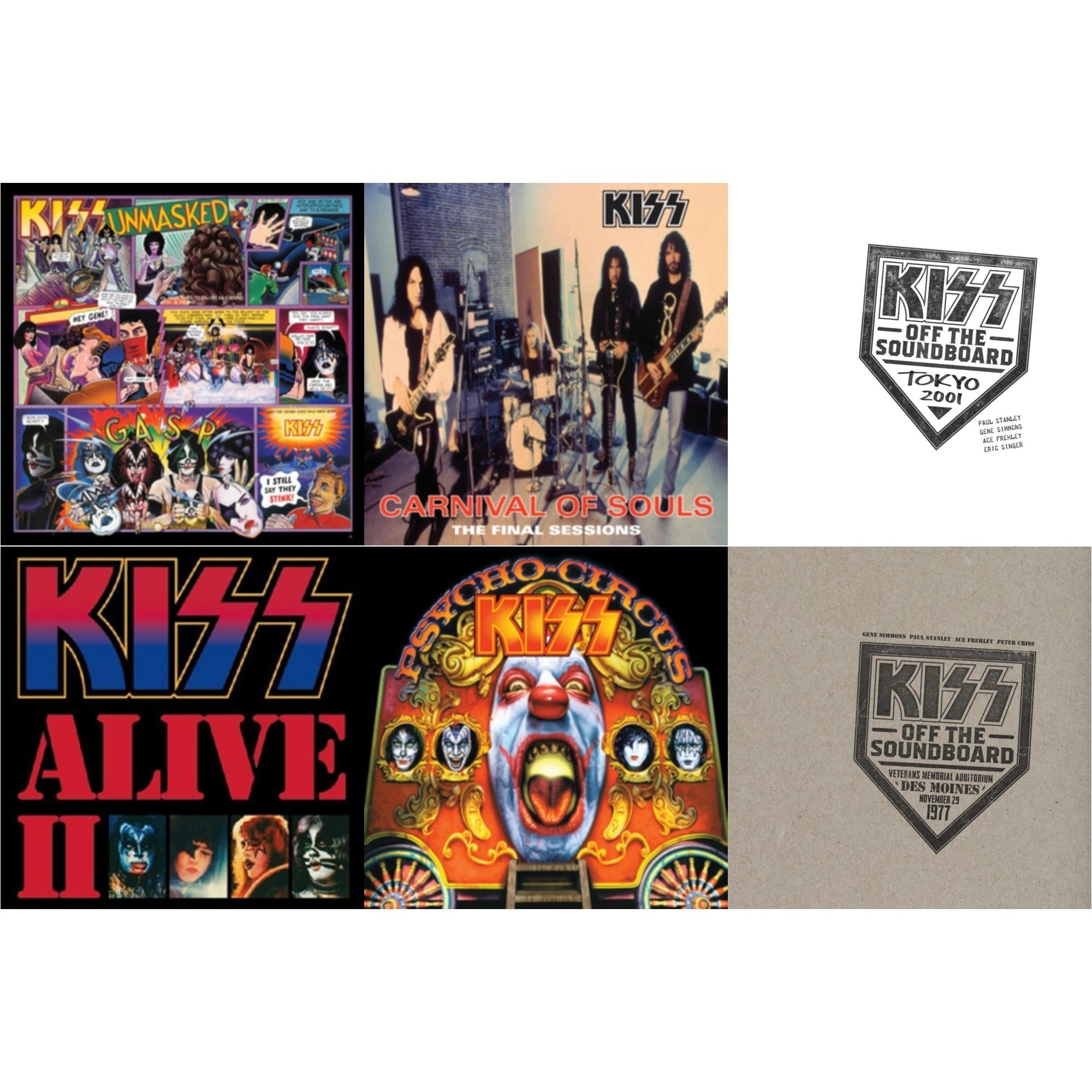 Kiss Off The Soundboard: Tokyo 2001 (3LP) & Kiss Off The Soundboard: Live In Des Moines (2LP) & Psycho Circus & Unmasked & Carnival Of Souls & Alive Ii