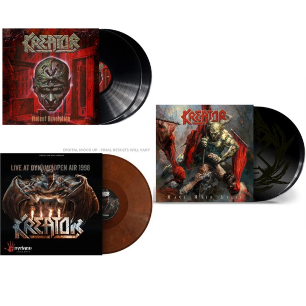 Kreator - Hate Uber Alles (Trifold, Double Black W/ Etching) & Violent Revolution & Live At Dynamo Open Air 1998 (Brown/Orange Marbled LP Vinyl)