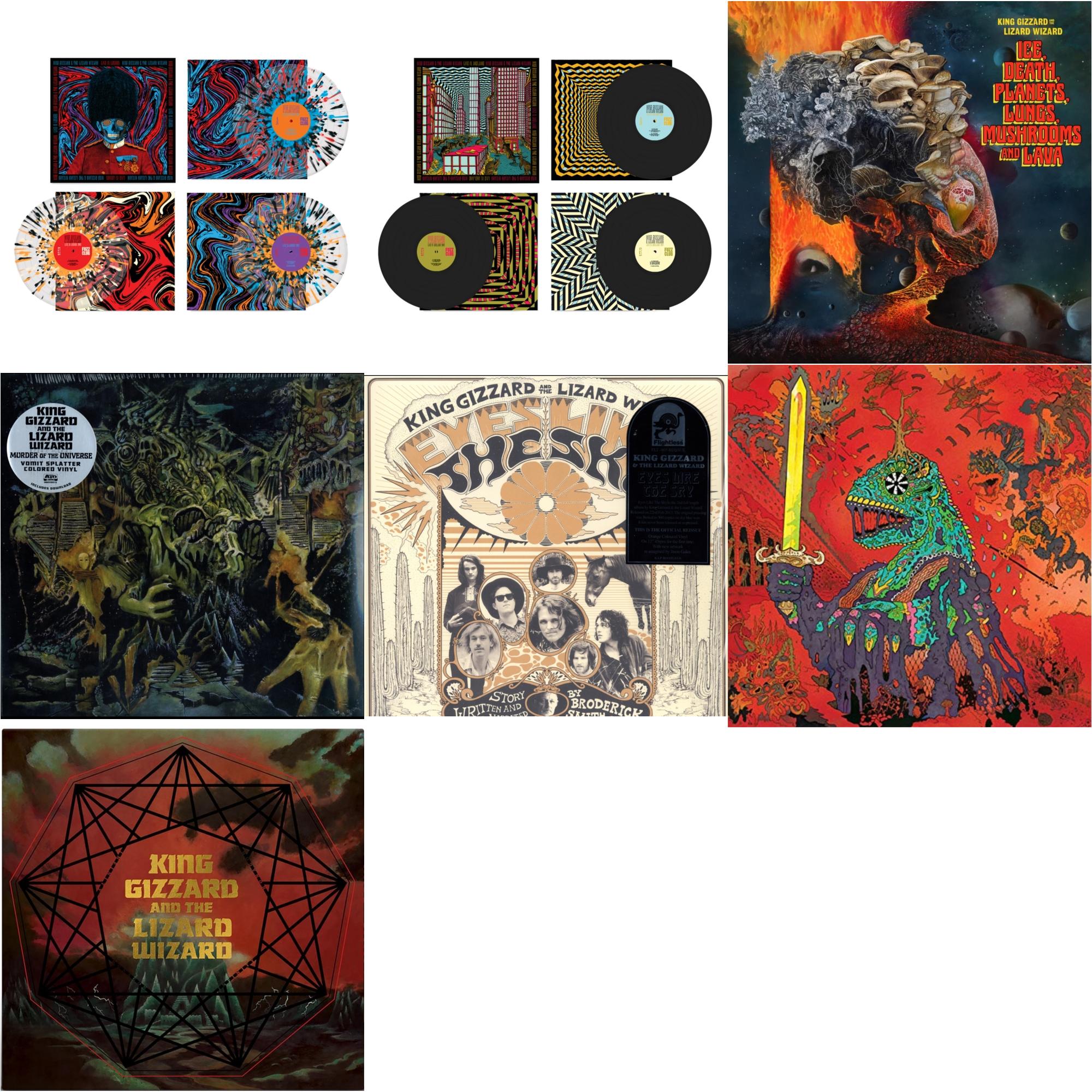 King Gizzard & The Lizard Wizard - Live In London '19 (Fuzz Club Official Bootleg) (Coloured LP Vinyl) & Live In Asheville '19 (Fuzz Club Official Bootleg) & Ice, Death, Planets, Lungs, Mushrooms & Lava (2LP/Recycled Black Wax Vinyl) & Murder Of The