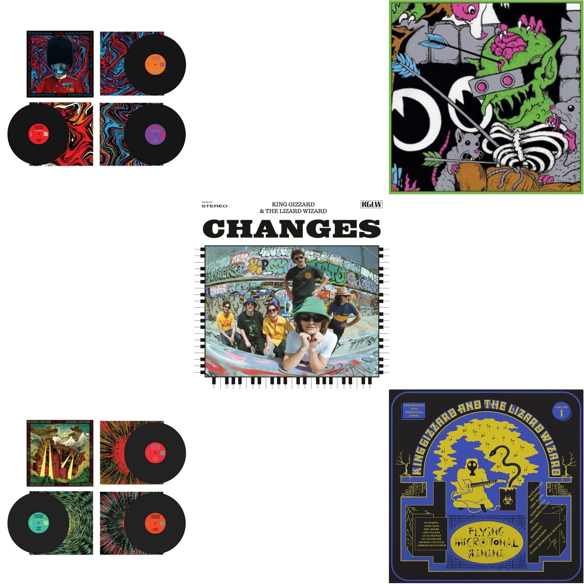 Live In London '19 (Fuzz Club Official Bootleg) & Live In Adelaide '19 (Fuzz Club Official Bootleg) & Changes (Recycled Black Wax LP Vinyl) & Live In Brussels '19 (140G/3LP) & Flying Microtonal Banana (Randomly Colored Recycled LP Vinyl)