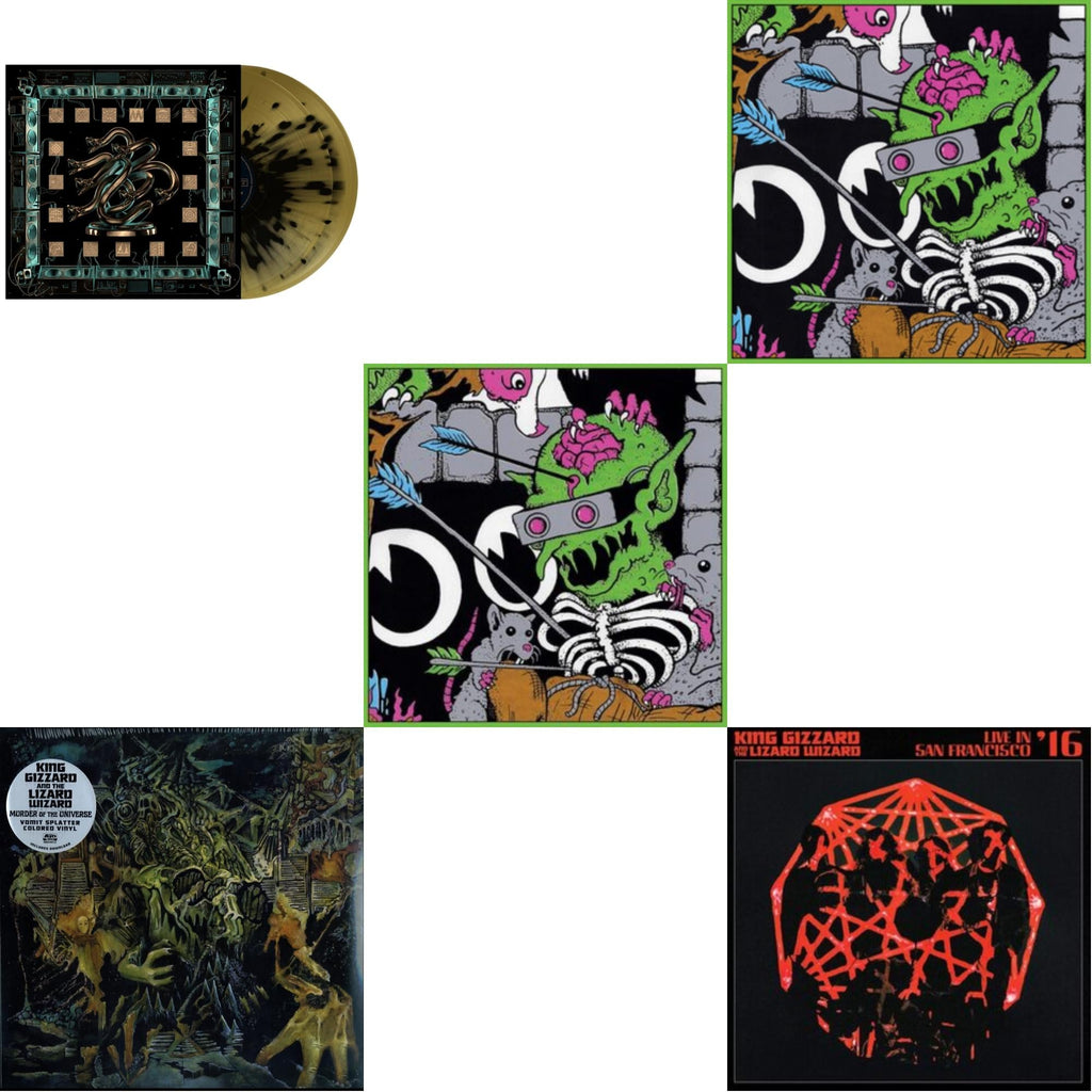 King Gizzard & The Lizard Wizard - Live In Brussels '19 (Fuzz Club Official Bootleg) & Live In Brussels '19 (140G/3LP) & Murder Of The Universe (Transparent Green W/Mustard Yelow Splatter LP Vinyl) & Chunky Shrapnel (2LP/Gold With Black Splatter