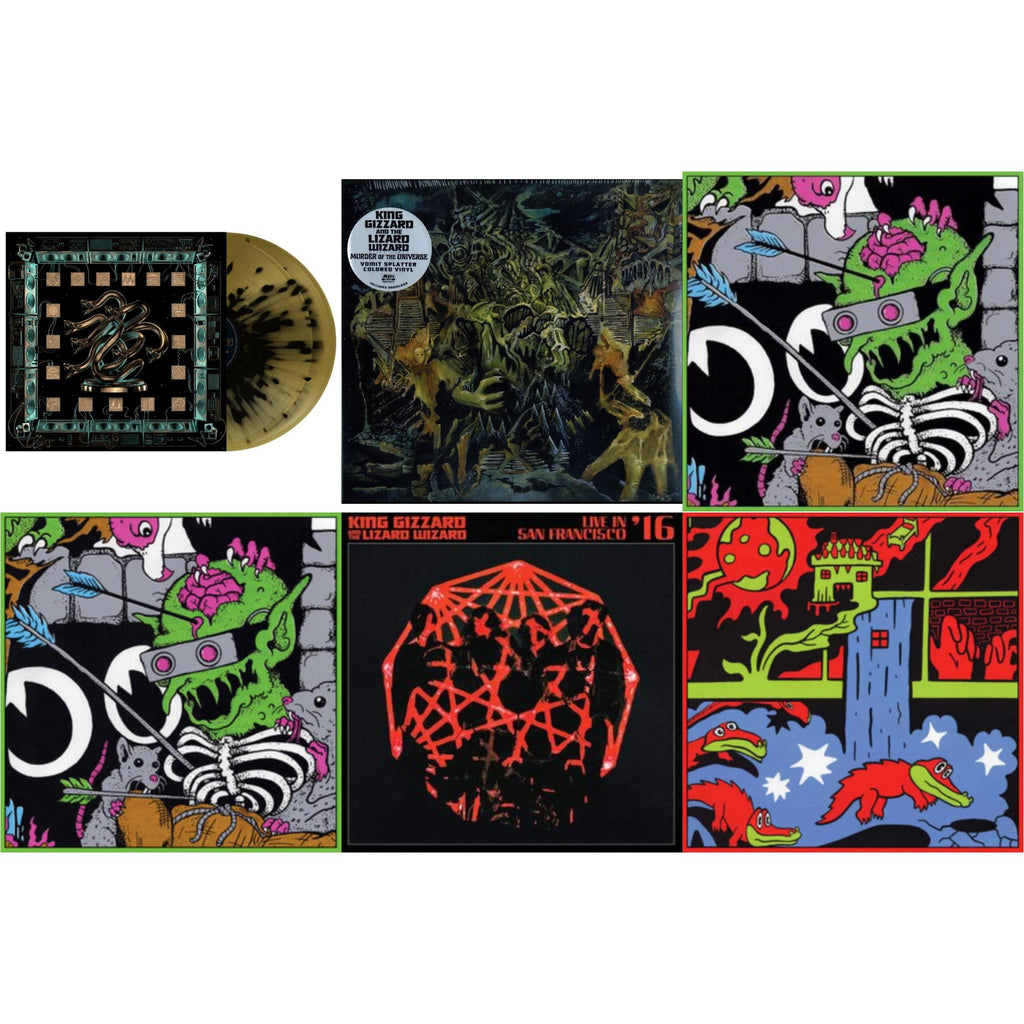 King Gizzard & The Lizard Wizard - Live In Brussels '19 (Fuzz Club Official Bootleg) & Live In Paris '19 (Fuzz Club Official Bootleg) & Live In Brussels '19 (140G/3LP) & Murder Of The Universe (Transparent Green W/Mustard Yelow Splatter LP Vinyl) &