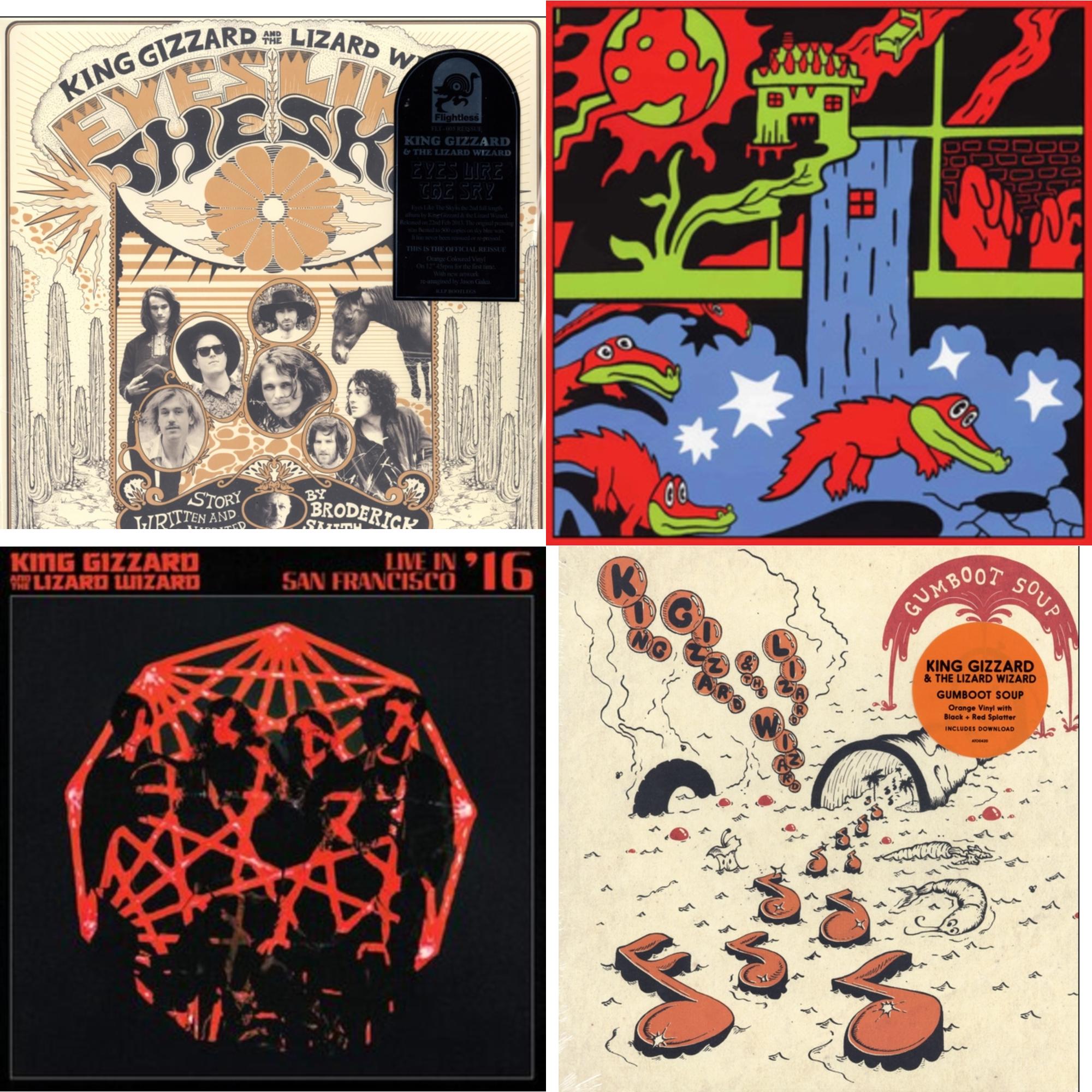 King Gizzard & The Lizard Wizard - Live In Paris '19 (Fuzz Club Official Bootleg) & Gumboot Soup & Eyes Likes The Sky (Peach LP Vinyl) & Live In San Francisco '16 (Deluxe/2LP/Fog/Sunburst Vinyl)