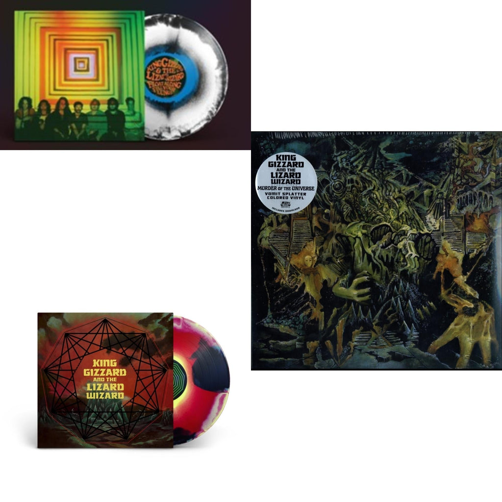 Murder Of The Universe (Transparent Green W/Mustard Yelow Splatter LP Vinyl) & Nonagon Infinity (Yellow/Red/Black LP Vinyl) & Float Along - Fill Your Lungs (Venusian Sky Color LP Vinyl)