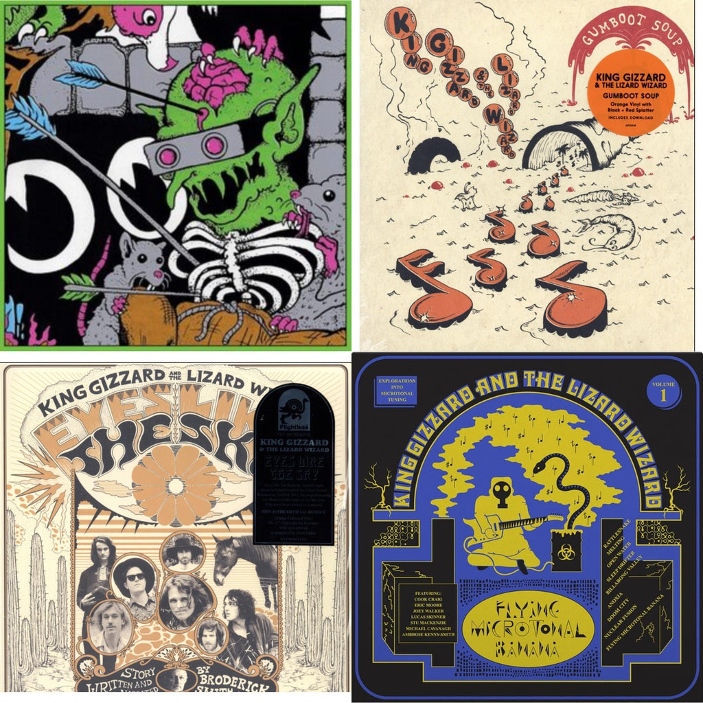 King Gizzard & The Lizard Wizard - Live In Brussels '19 (140G/3LP) & Gumboot Soup & Eyes Likes The Sky (Peach LP Vinyl) & Flying Microtonal Banana (Randomly Colored Recycled LP Vinyl)