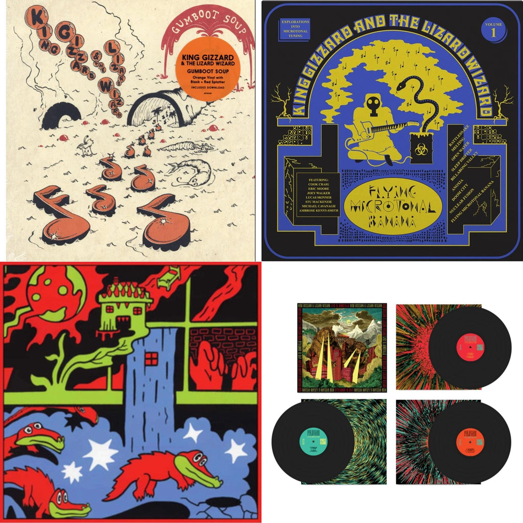 King Gizzard & The Lizard Wizard - Live In Paris '19 (Fuzz Club Official Bootleg) & Live In Adelaide '19 (Fuzz Club Official Bootleg) & Gumboot Soup & Flying Microtonal Banana (Randomly Colored Recycled LP Vinyl)