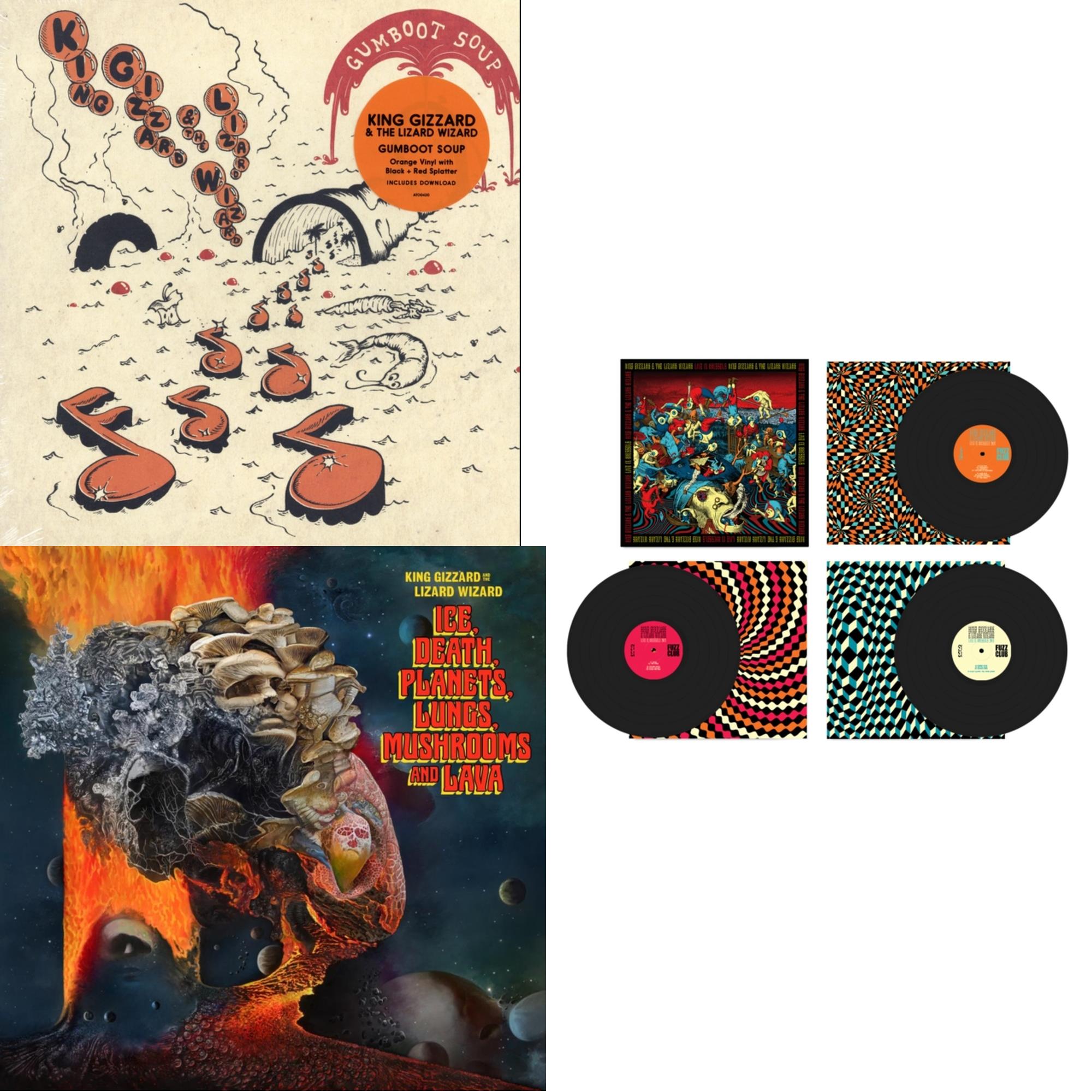 King Gizzard & The Lizard Wizard - Live In Brussels '19 (Fuzz Club Official Bootleg) & Ice, Death, Planets, Lungs, Mushrooms & Lava (2LP/Recycled Black Wax Vinyl) & Gumboot Soup