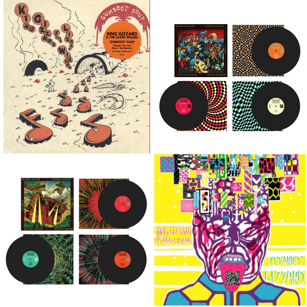 King Gizzard & The Lizard Wizard - Live In Brussels '19 (Fuzz Club Official Bootleg) & Live In Adelaide '19 (Fuzz Club Official Bootleg) & Teenage Gizzard (Fuzz Club Official Bootleg) (Deluxe Edition) & Gumboot Soup - LP Vinyl Bundle