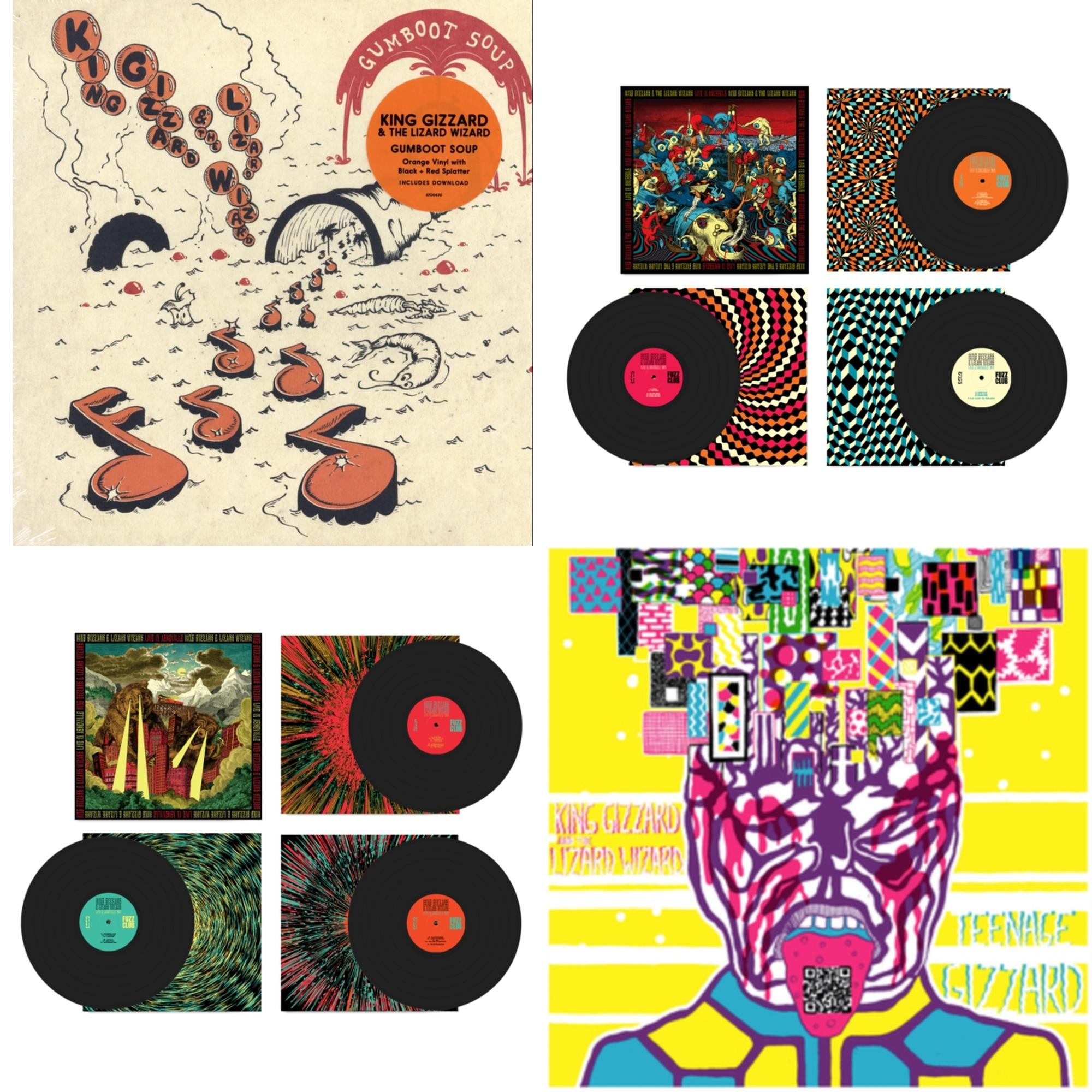 King Gizzard & The Lizard Wizard - Live In Brussels '19 (Fuzz Club Official Bootleg) & Live In Adelaide '19 (Fuzz Club Official Bootleg) & Teenage Gizzard (Fuzz Club Official Bootleg) (Deluxe Edition) & Gumboot Soup - LP Vinyl Bundle