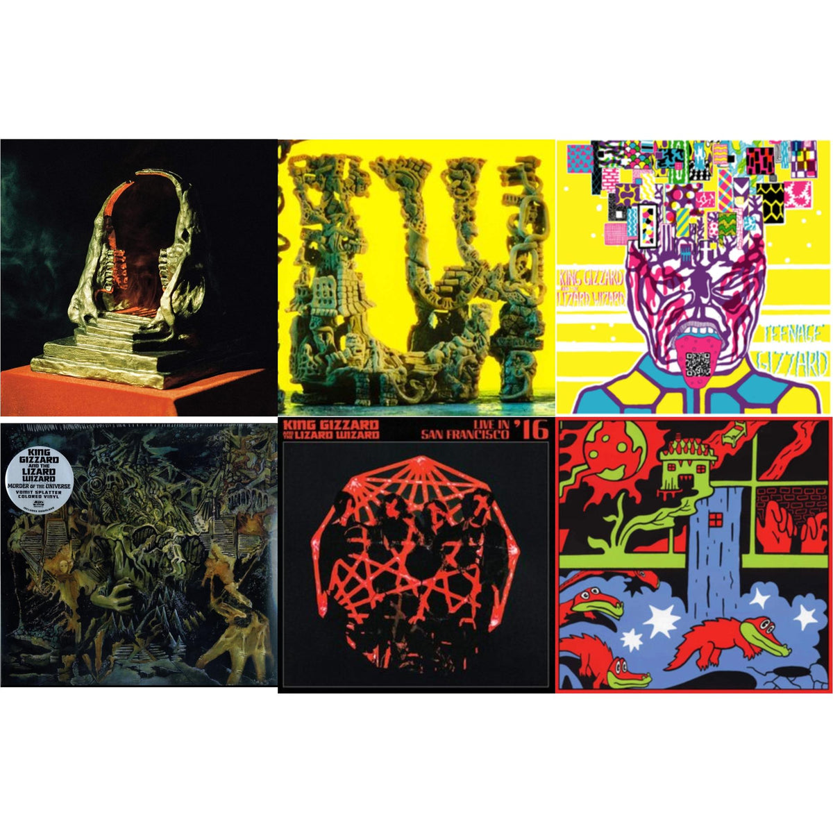 King Gizzard & The Lizard Wizard - Live In Paris '19 (Fuzz Club Official Bootleg) & Teenage Gizzard (Fuzz Club Official Bootleg) (Deluxe Edition) & L.W. & Murder Of The Universe (Transparent Green W/Mustard Yelow Splatter LP Vinyl) & Infest The Rats'