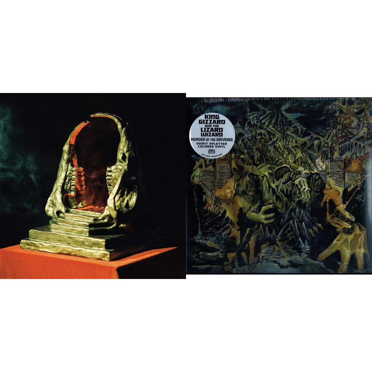 King Gizzard & The Lizard Wizard - Murder Of The Universe (Transparent Green W/Mustard Yelow Splatter LP Vinyl) & Infest The Rats' Nest (Red/Black LP Vinyl)