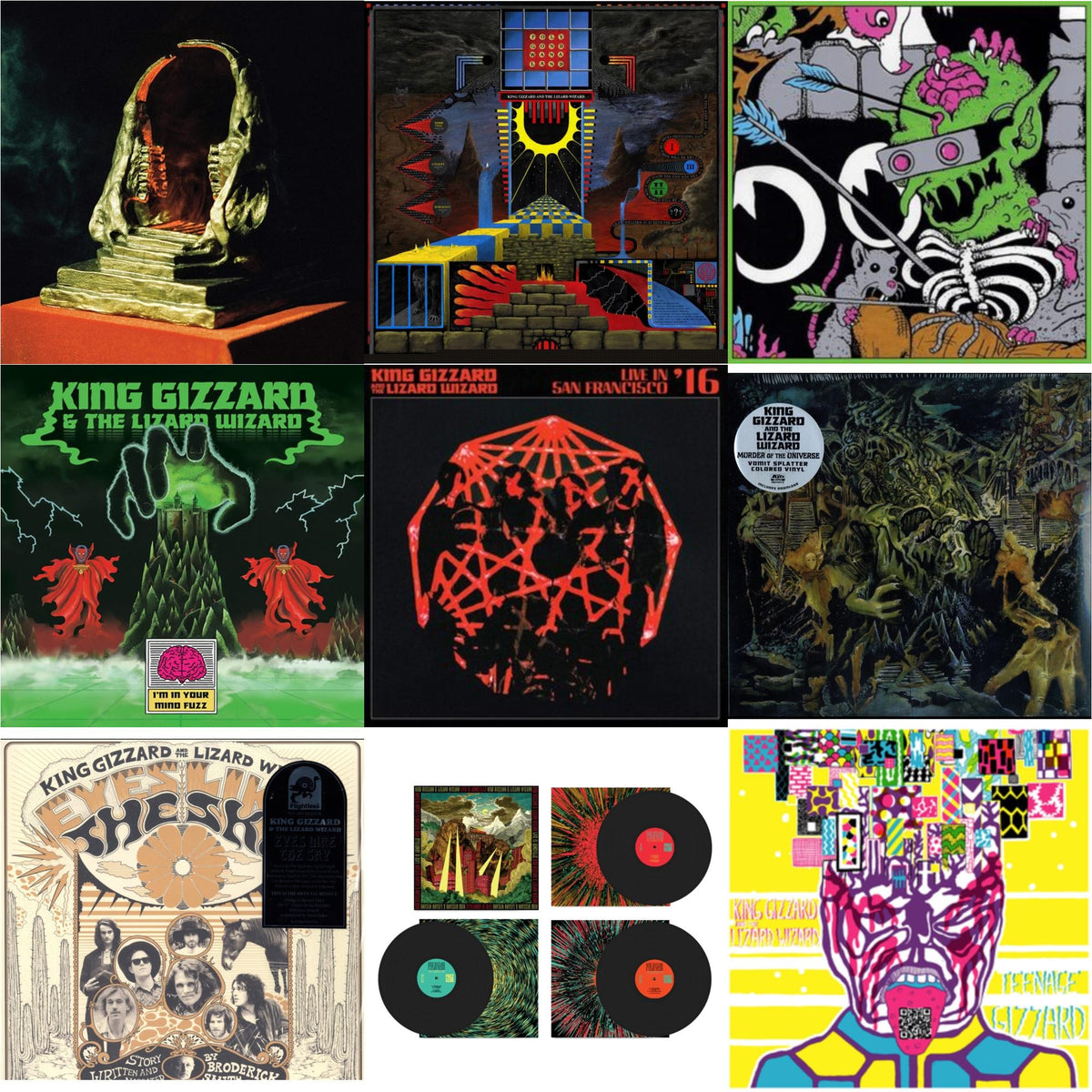King Gizzard & The Lizard Wizard - Live In Adelaide '19 (Fuzz Club Official Bootleg) & Teenage Gizzard (Fuzz Club Official Bootleg) (Deluxe Edition) & I'm In Your Mind Fuzz & Live In Brussels '19 (140G/3LP) & Murder Of The Universe (Transparent Green