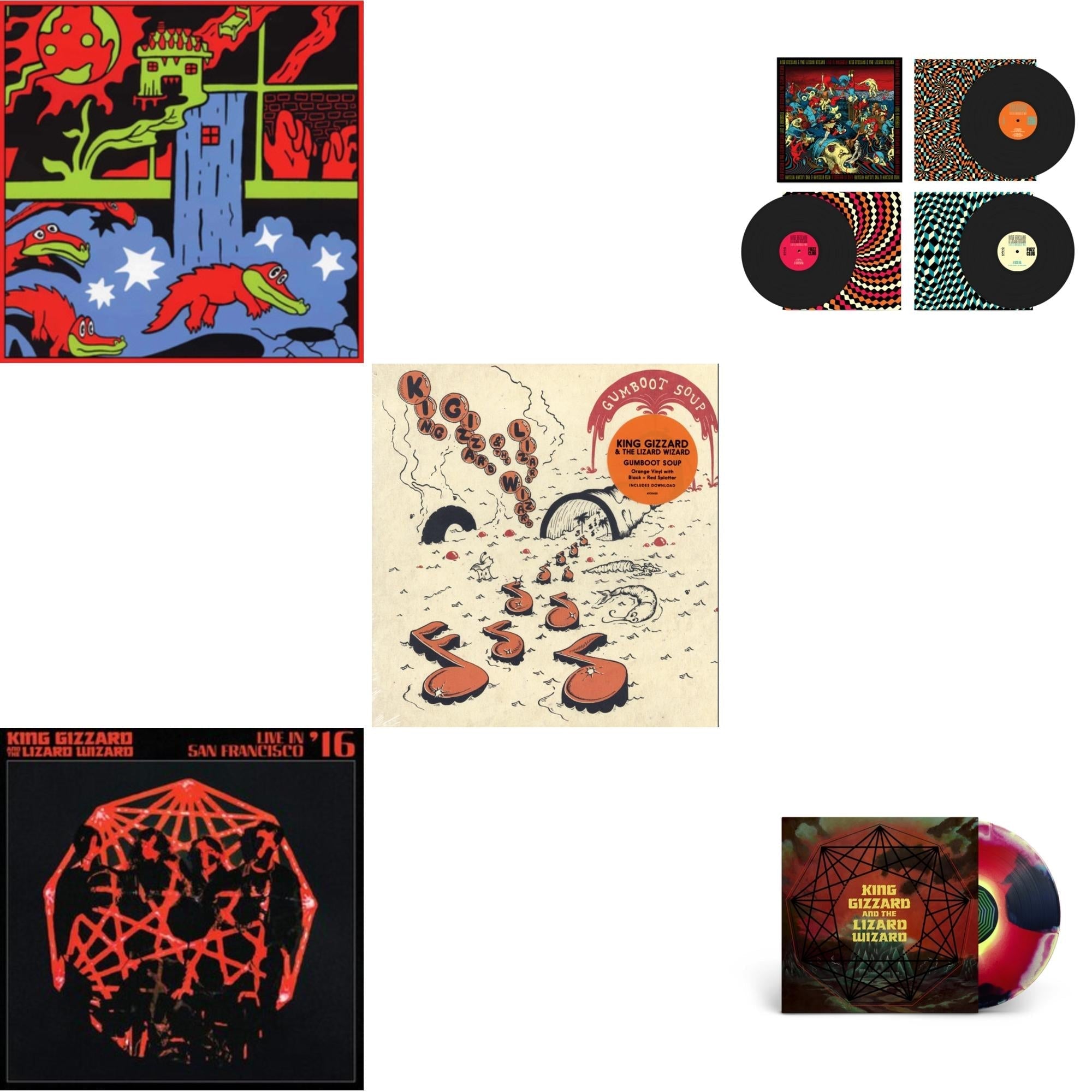 Live In Brussels '19 (Fuzz Club Official Bootleg) & Live In Paris '19 (Fuzz Club Official Bootleg) & Gumboot Soup & Nonagon Infinity (Yellow/Red/Black LP Vinyl) & Live In San Francisco '16 (Deluxe/2LP/Fog/Sunburst Vinyl)