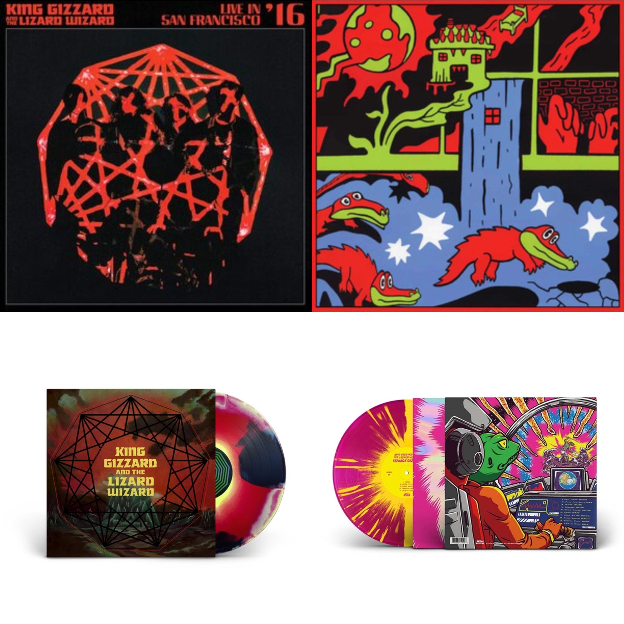 Live In Paris '19 (Fuzz Club Official Bootleg) & Nonagon Infinity (Yellow/Red/Black LP Vinyl) & Live In San Francisco '16 (Deluxe/2LP/Fog/Sunburst Vinyl) & Teenage Gizzard (Magenta & Yellow Splatter LP Vinyl)