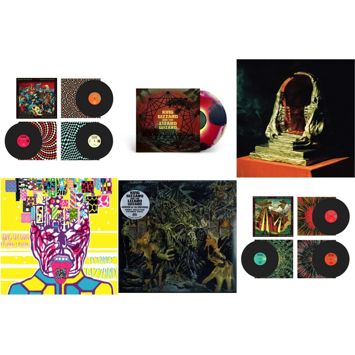 King Gizzard & The Lizard Wizard - Live In Brussels '19 (Fuzz Club Official Bootleg) & Nonagon Infinity (Yellow/Red/Black LP Vinyl) & Infest The Rats' Nest (Red/Black LP Vinyl) & Teenage Gizzard (Fuzz Club Official Bootleg) (Deluxe Edition) & Murder